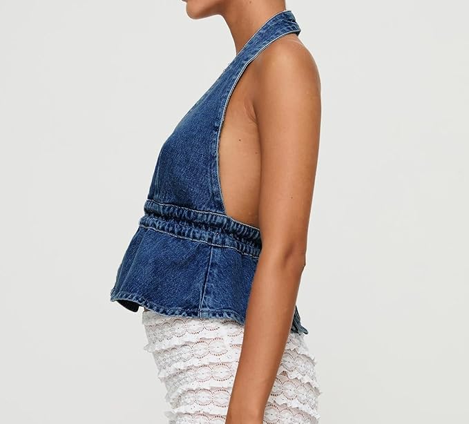 Maya Halter Denim Top