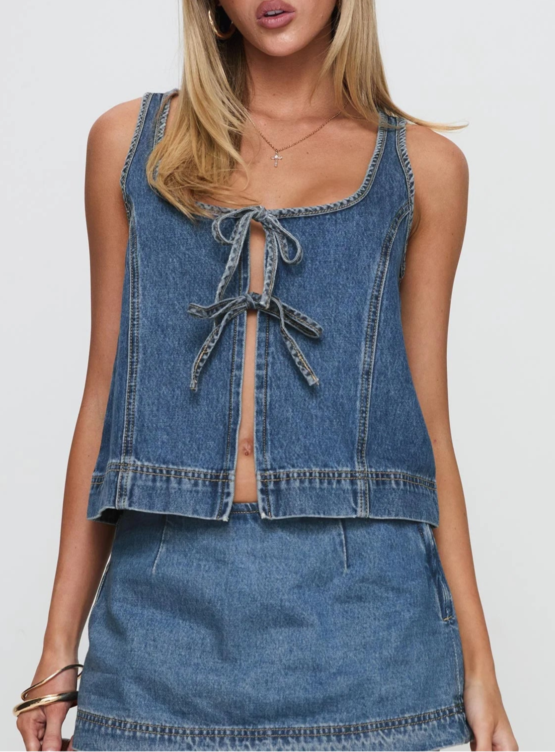Melina Denim Top [+ Free Matching Shorts - Today]